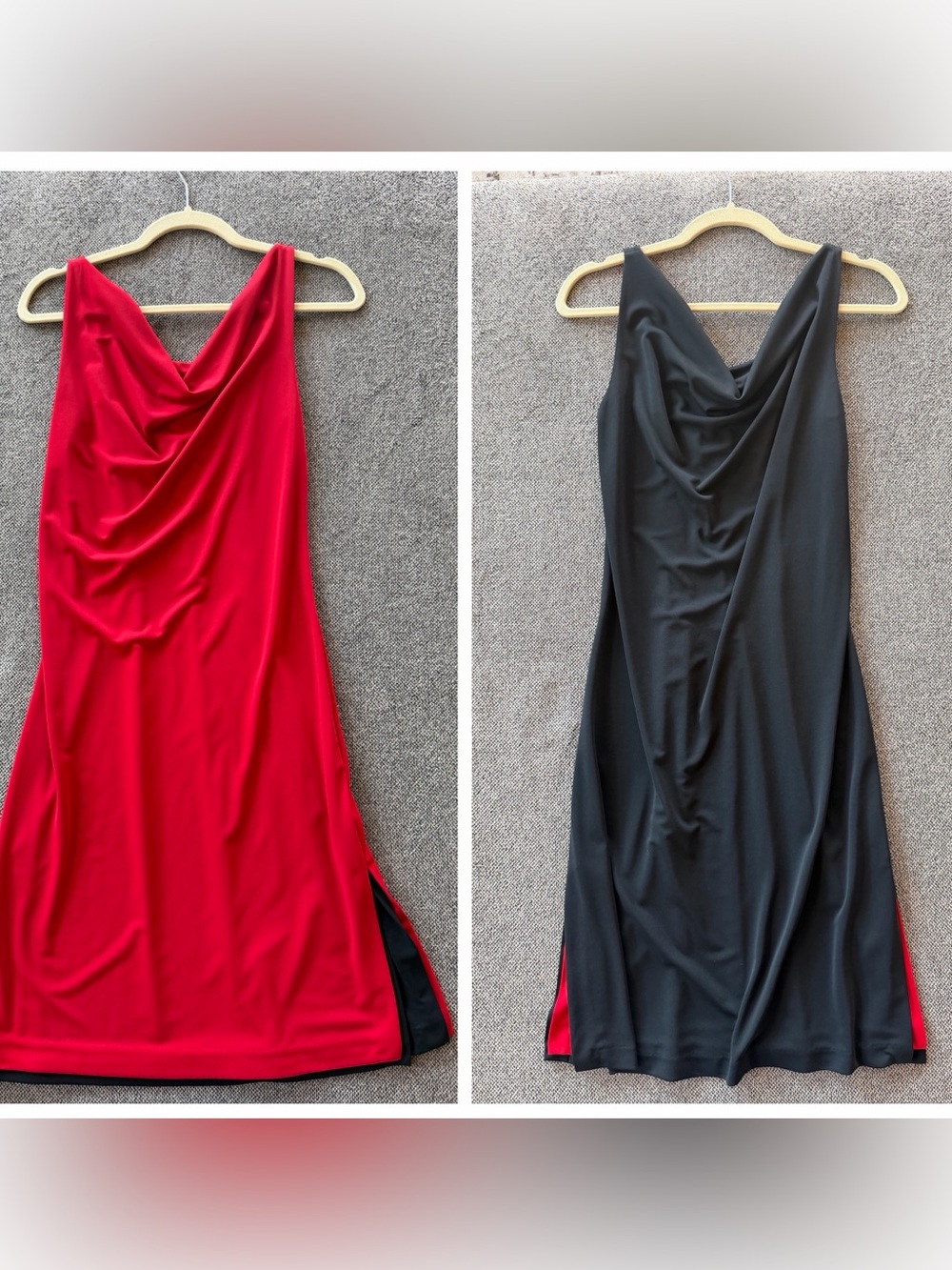 Express Reversible Cowl Neck Midi Dress in Red and Black